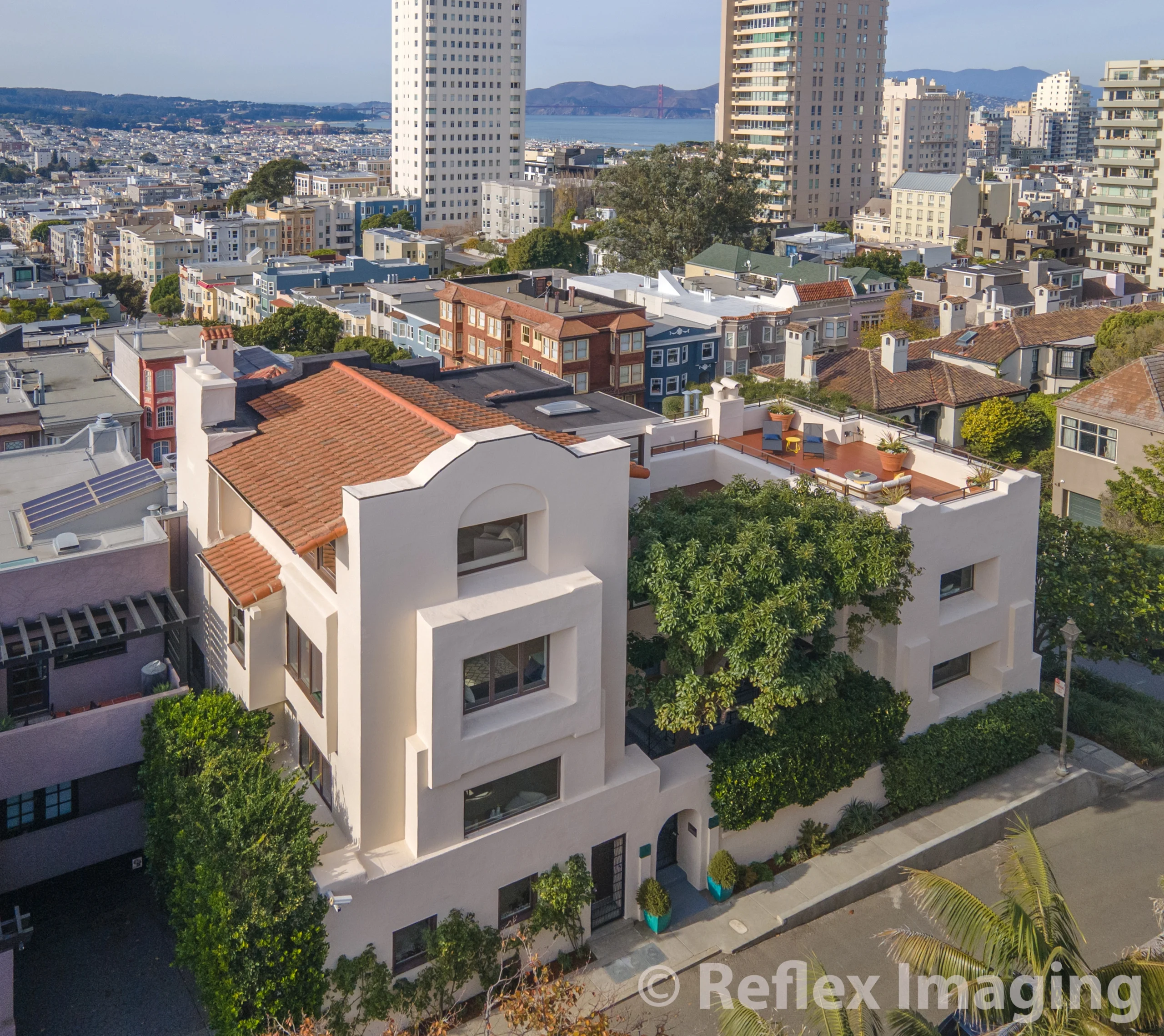 An aerial view of an apartment building in san francisco, california.